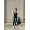 Lacivert Yüksek Bel En Boy Likralı Kot Tayt