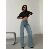 Mavi Wide Leg Yüksek Bel Jean Pantolon