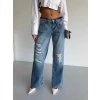 Mavi Zr Yırtık Baggy Jean Pantolon