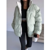 Mint Yeşil Nk Oversize Unisex Çift Taraflı Mont