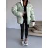 Mint Yeşil Nk Oversize Unisex Çift Taraflı Mont