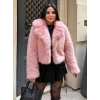 Pembe Ceket Yaka Kısa İthal Kürk