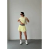 Sarı Alo Ribana Şort Etekli Takım