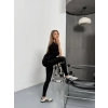 Siyah Alo Bilek Baskılı Sıkılaştırıcı Yüksek Bel Tayt