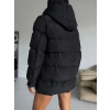 Siyah Alo Oversize Kapşonlu Şişme Mont