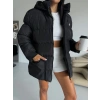 Siyah Alo Oversize Kapşonlu Şişme Mont