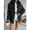 Siyah Alo Oversize Kapşonlu Şişme Mont