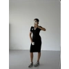 Siyah Alo Yakalı Likralı Elbise