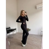 Siyah Alo Yoga Yüksel Bel İçi Şardonlu İspanyol Tayt