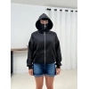 Siyah Musk Üç İplik Oversize Kapşonlu Sweat