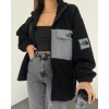 Siyah Nf Oversize Unisex Kıvırcık Kürklü Ceket