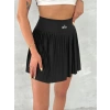 Siyah Piliseli Alo Şortlu Etek