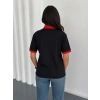 Siyah Türkiye Polo Yaka Unisex Oversize Tshirt