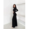 Siyah Yandan Taşlı Bol Paça Pantolon