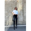 Siyah Yüksek Bel En Boy Likralı Kot Tayt