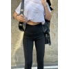 Siyah Yüksek Bel En Boy Likralı Kot Tayt