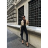 Siyah Yüksel Bel En Boy Likralı Kot Tayt