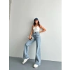 Yazı Detaylı Wide Leg Jean Pantolon