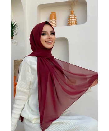2019 Şifon Şal Bordo