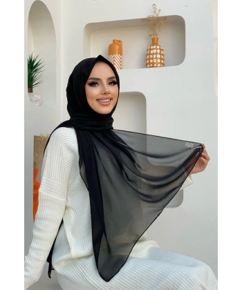 2019 Şifon Şal Siyah