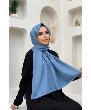 2051 Pamuk Caz Şal Bebe Mavisi