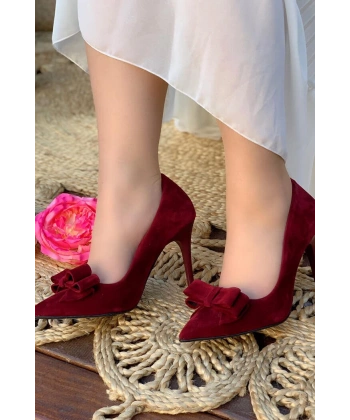 6539 Fiyonklu Stiletto Bordo