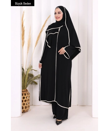 8001-1 Biyeli Pantolonlu Tunik Takım  Şal Siyah