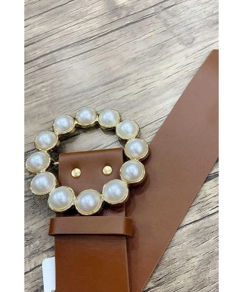 9010 Kalın İncili Kemer Taba