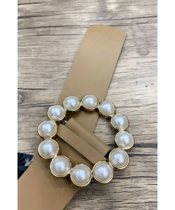 9010 Kalın İncili Kemer Vizon