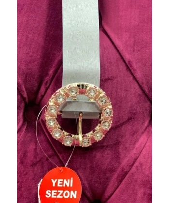 9059 Deri Taşlı Kemer Gri