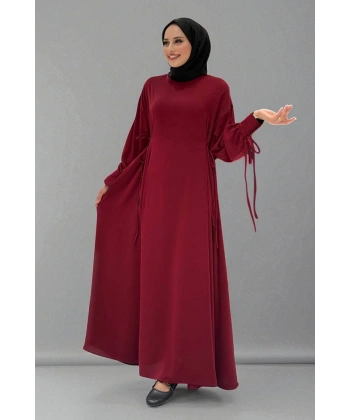 Bağlama Detaylı Elbise 6015 Bordo