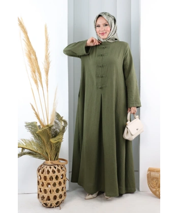 Bağlama Detaylı Elbise 7009 Haki