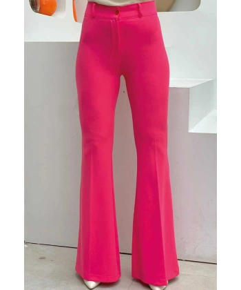 Bel Fermuarlı İspanyolpaça Pantolon 0231 Fuşya