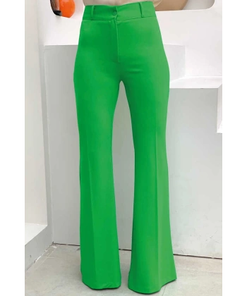 Bel Fermuarlı İspanyolpaça Pantolon 0231 Yeşil
