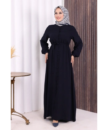 Boydan Düğmeli Ferace 6056 Lacivert