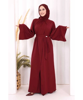 Broş Detaylı Tulumlu Takım 8016 Bordo