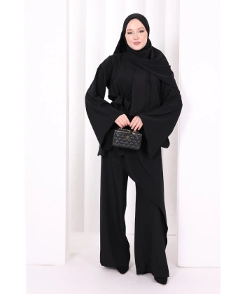 Çapraz Tunik Üçlü Takım 8037 Siyah