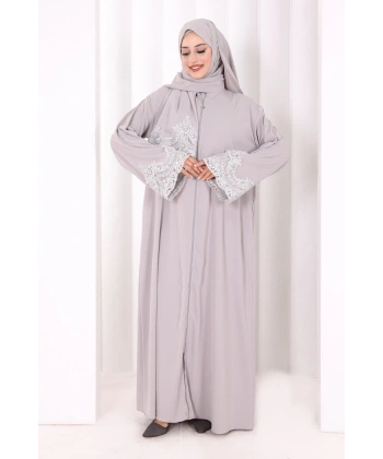 Dantelli Namaz Feracesi 6093 Gri