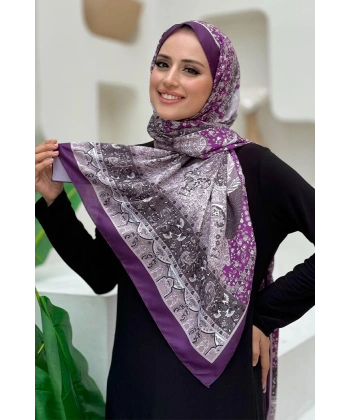Desenli Pamuk Şal 2065 Mor