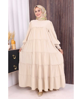 Dubai Katlı Salaş Elbise 6023 Taş