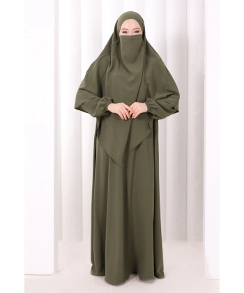 Dubai Sufleli Elbise Takım 6044 Haki