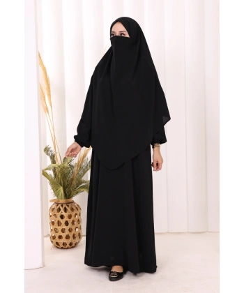 Dubai Sufleli Elbise Takım 6044 Siyah