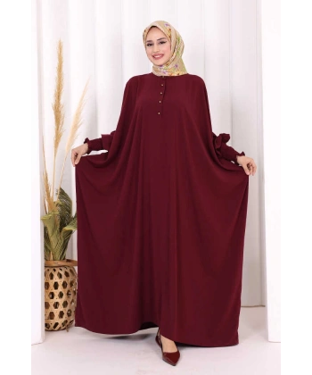 Düğme Detaylı Yarasakol Cilbab 6042 Bordo