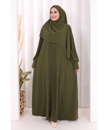 Eşarplı Elbise 6059 Haki