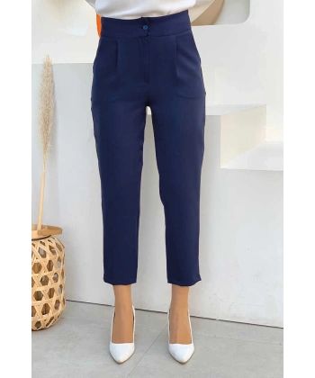 Fermuarlı Cep Detaylı Kalem Pantolon 0201 Lacivert