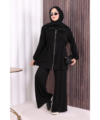 Fermuarlı İkili Oysho Takım 6058 Siyah