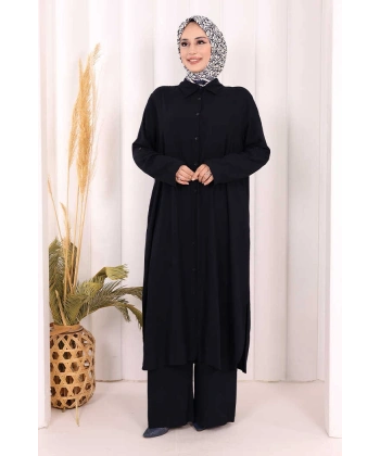 Hac Umre Düğmeli İkili Takım 6057 Lacivert