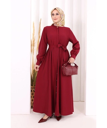Hac Umre Elbise Boydan Düğmeli 7053 Bordo