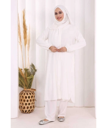 Hac Umre Tunik Pantolon Takım 8006 Ekru