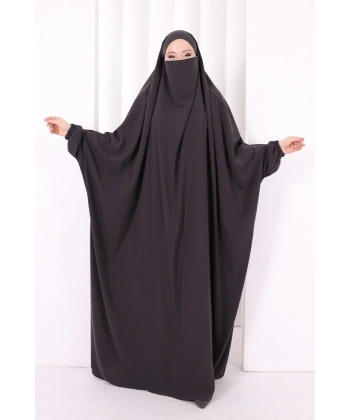 Kendinden Peçeli Sufleli Cilbab 6096 Duman